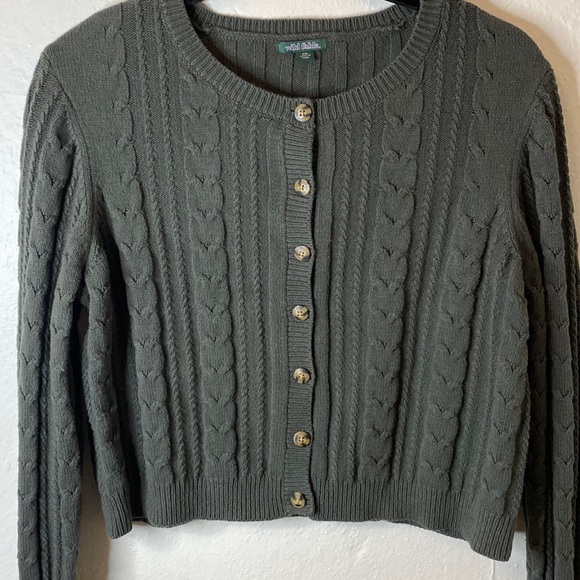 Cardigan Crop Cable Knit Sweater By Wild Fable Size: Large - Picture 3 of 6